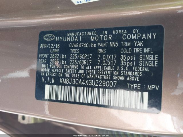 2016 HYUNDAI TUCSON KM8J3CA4XGU229007 Photo 8