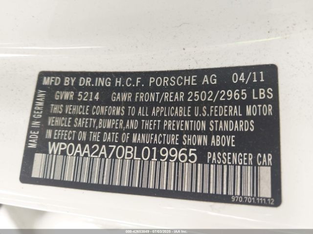 2011 PORSCHE PANAMERA WP0AA2A70BL019965 Photo 8