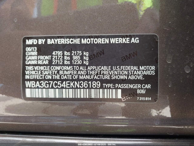 BMW 328I 2014 WBA3G7C54EKN36189 Image 9