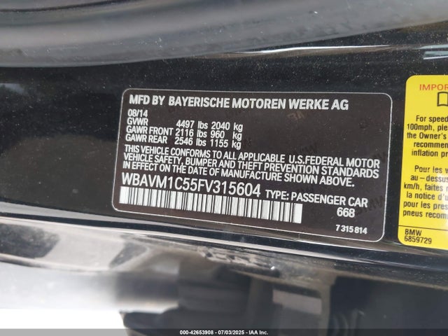 WBAVM1C55FV315604 BMW 2015