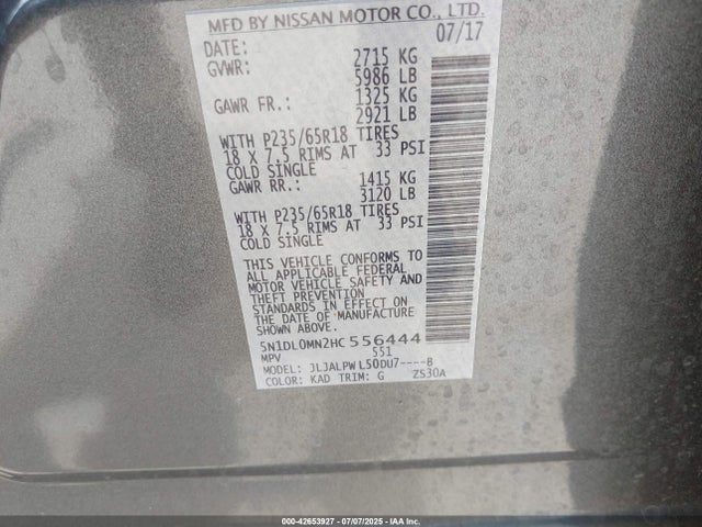 Infiniti 2017 2017 5N1DL0MN2HC556444 Image 9