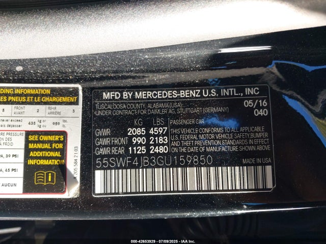 55SWF4JB3GU159850 Mercedes-Benz 2016