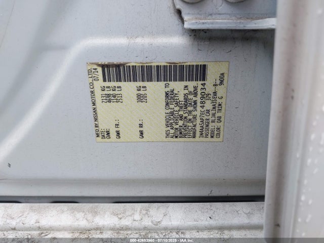Nissan Maxima 2014 1N4AA5AP7EC489034 Image 9