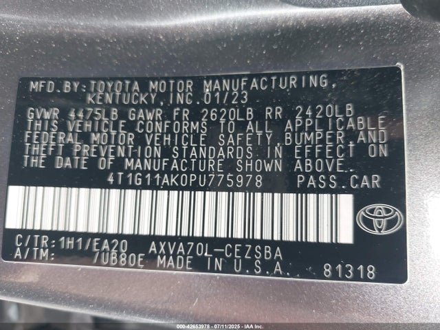 4T1G11AK0PU775978 Toyota a25a-fks