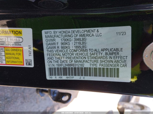19XFL2H88RE012182 Honda k20c2