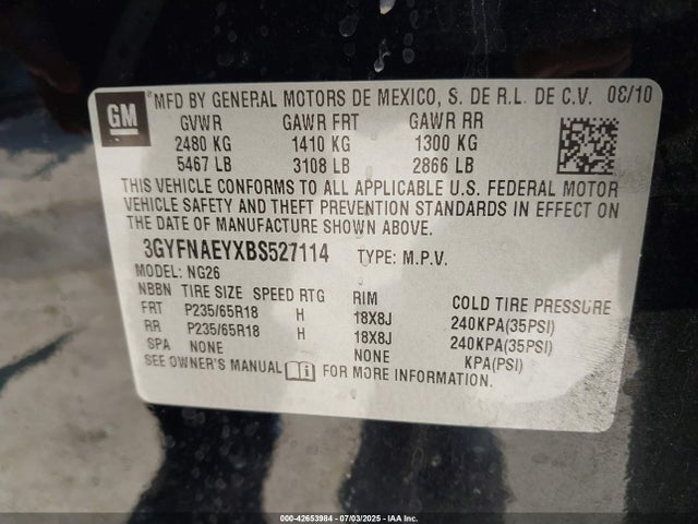 2011 CADILLAC SRX 3GYFNAEYXBS527114 Photo 8