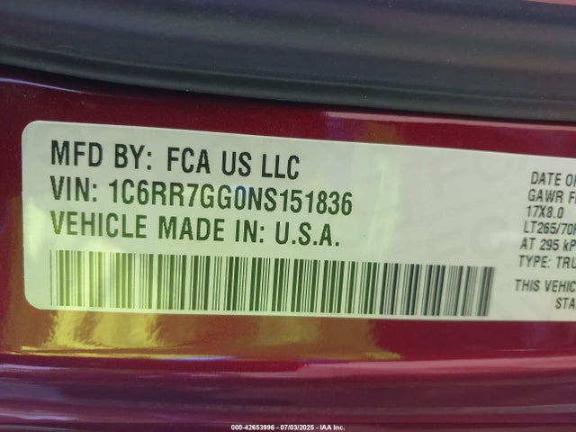 1C6RR7GG0NS151836 RAM 1500