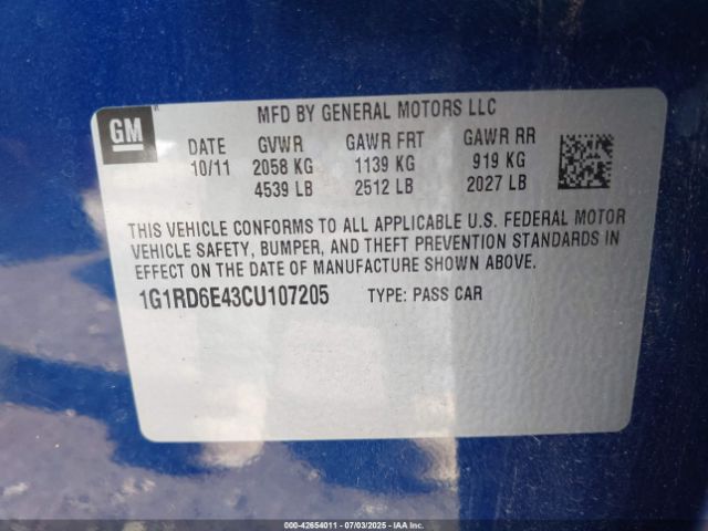 2012 CHEVROLET VOLT 1G1RD6E43CU107205 Photo 8