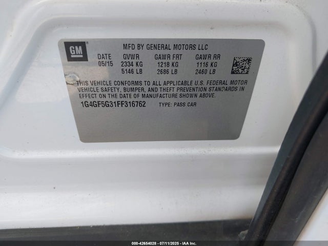 1G4GF5G31FF316762 Buick lfx