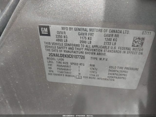 2012 CHEVROLET EQUINOX 2GNALDEK9C6107726 Photo 8