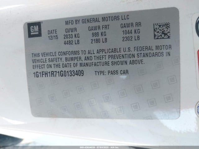 1G1FH1R71G0133409 Chevrolet lt1 - di, afm, vvt, ho, alum, gmna
