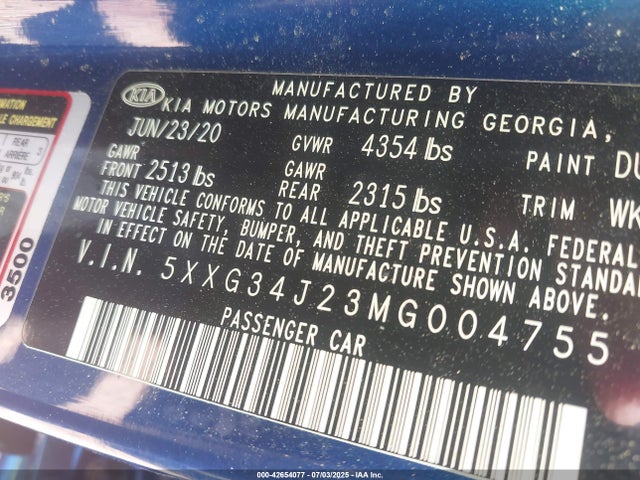 5XXG34J23MG004755 KIA t-gdi gamma ii