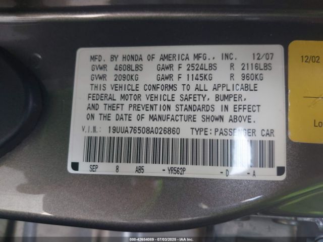 2008 ACURA TL 19UUA76508A026860 Photo 8