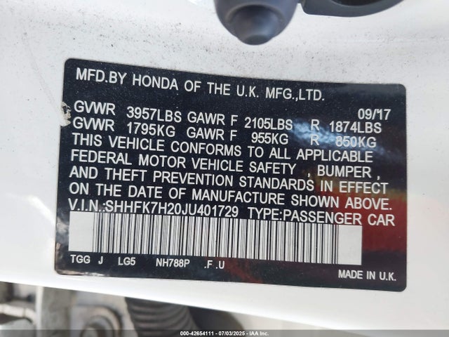 SHHFK7H20JU401729 Honda l15ba