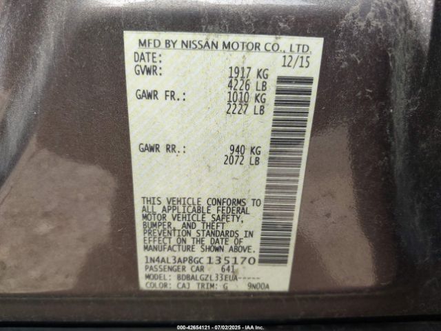 1N4AL3AP8GC135170 Nissan 2016