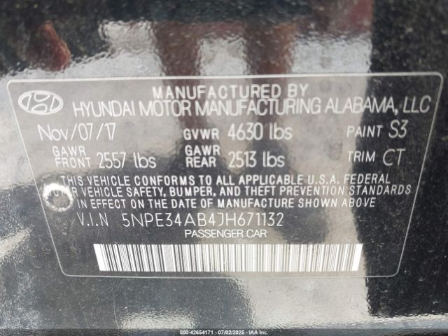 2018 HYUNDAI SONATA 5NPE34AB4JH671132 Photo 8