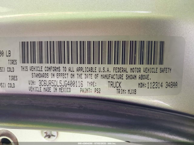 3C6UR5DL5JG400116 RAM 2500