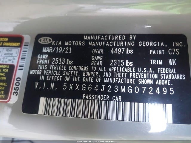 5XXG64J23MG072495 KIA t-gdi gamma ii
