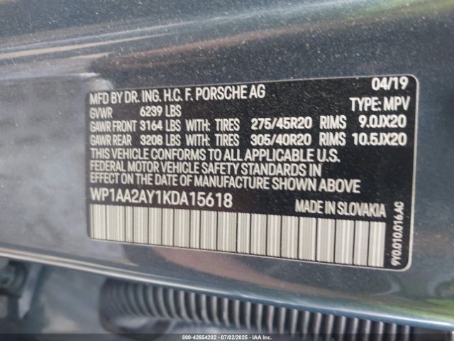 2019 PORSCHE CAYENNE WP1AA2AY1KDA15618 Photo 8