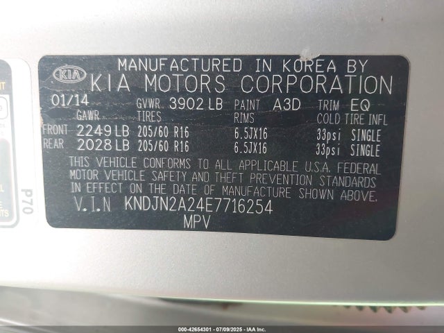 KIA dohc gdi gamma 2014 KNDJN2A24E7716254 Image 9