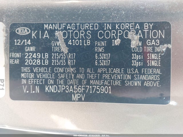 KIA dohc gdi nu 2015 KNDJP3A56F7175901 Image 9