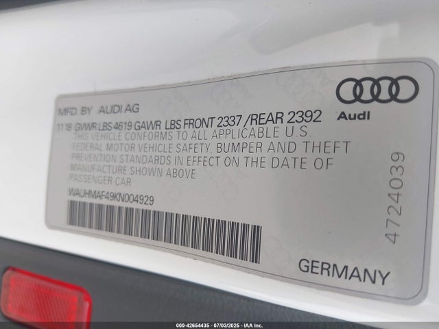 2019 AUDI A4 WAUHMAF49KN004929 Photo 8
