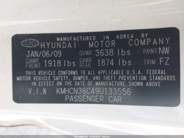2009 HYUNDAI ACCENT KMHCN36C49U133556 Photo 8