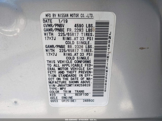 Nissan 2019 2019 JN8AT2MT1KW259628 Image 9