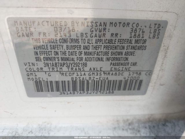 2018 NISSAN SENTRA 3N1AB7AP3JY292188 Photo 8