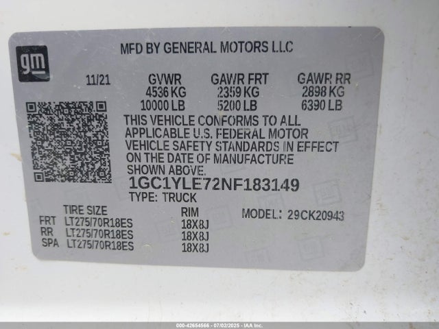 Chevrolet l8t 2022 1GC1YLE72NF183149 Image 9