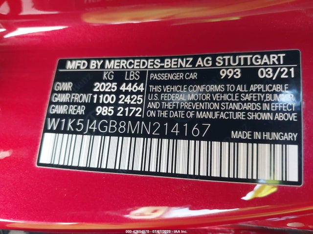 W1K5J4GB8MN214167 Mercedes-Benz m260