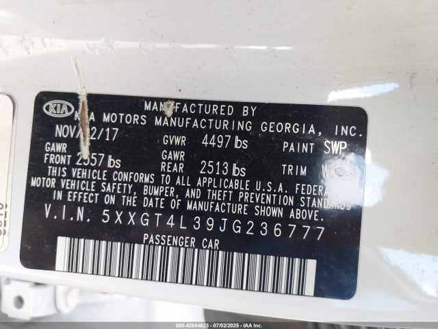 5XXGT4L39JG236777 KIA gdi