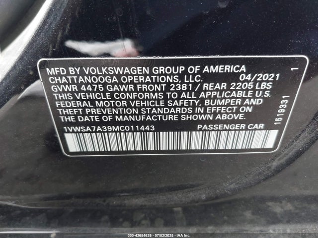 Volkswagen Passat 2021 1VWSA7A39MC011443 Image 9
