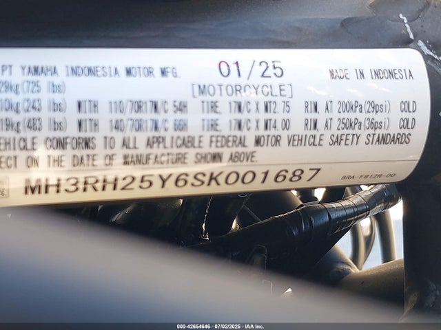 MH3RH25Y6SK001687 Yamaha Yzf-r3