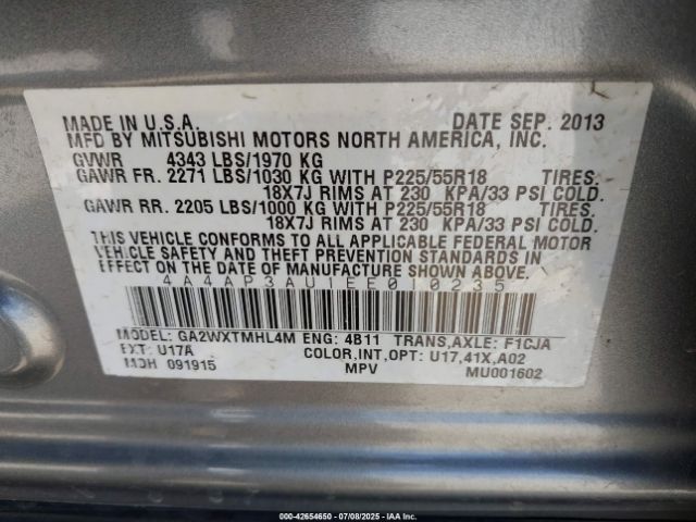 2014 MITSUBISHI OUTLANDER SPORT 4A4AP3AU1EE010235 Photo 8