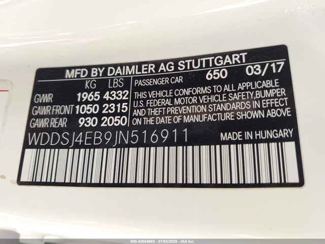 WDDSJ4EB9JN516911 Mercedes-Benz m270