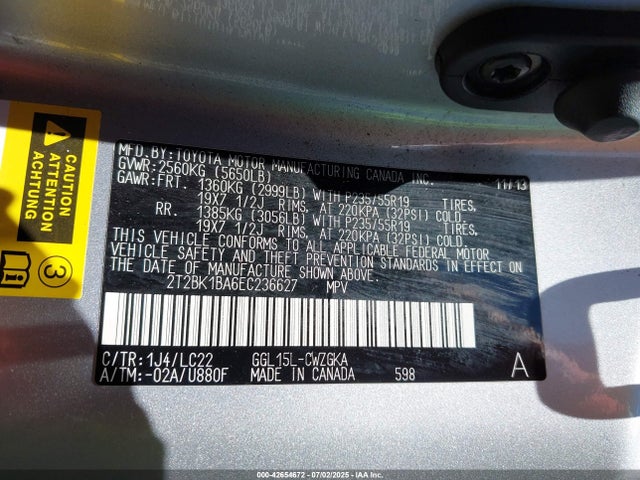 Lexus 2gr-fe 2014 2T2BK1BA6EC236627 Image 9