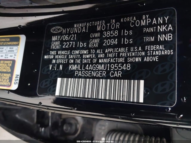 KMHLL4AG9MU195548 Hyundai mpi nu pe