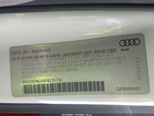 2019 AUDI A4 WAUHMAF48KN010110 Photo 8