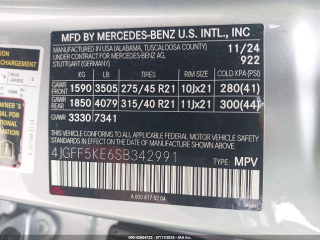 2025 MERCEDES-BENZ GLS 450 4JGFF5KE6SB342991 Photo 8