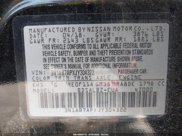 3N1AB7APXJY304322 Nissan 2018