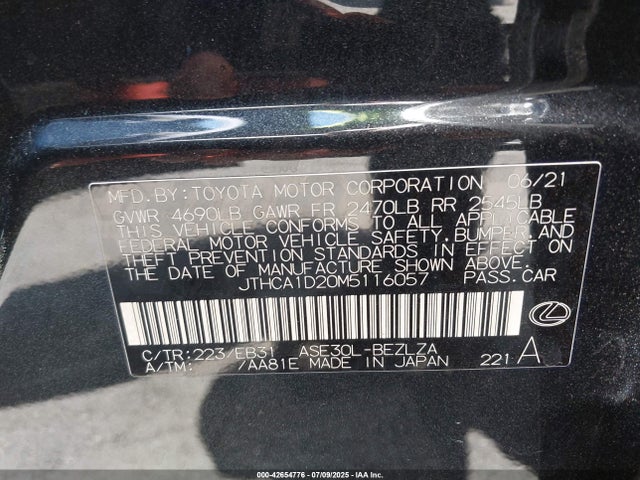JTHCA1D20M5116057 Lexus 8ar-fts
