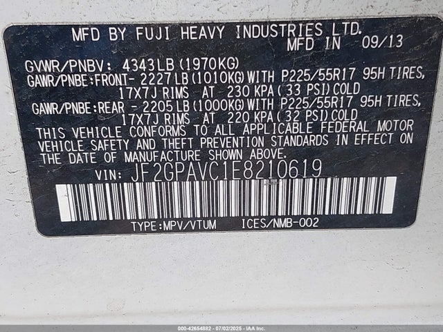 Subaru 2.0l na 2014 JF2GPAVC1E8210619 Image 9