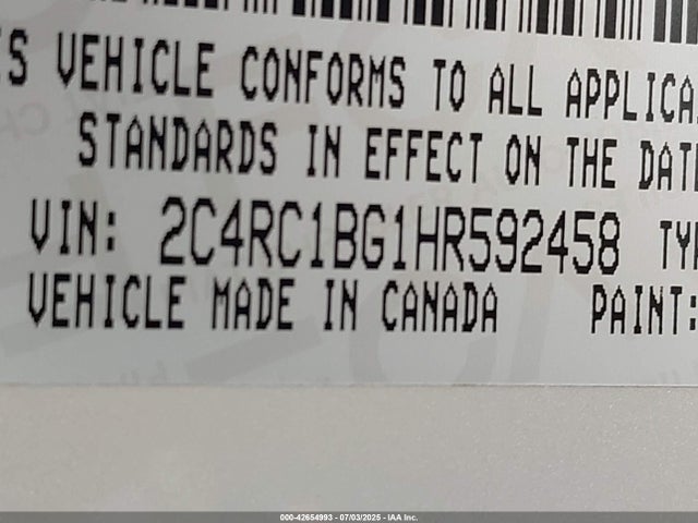 Chrysler 2017 2017 2C4RC1BG1HR592458 Image 9