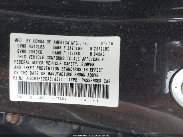1HGCR3F92GA018581 Honda j35y1