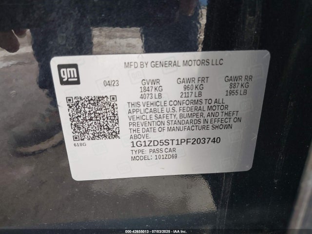 1G1ZD5ST1PF203740 Chevrolet lfv