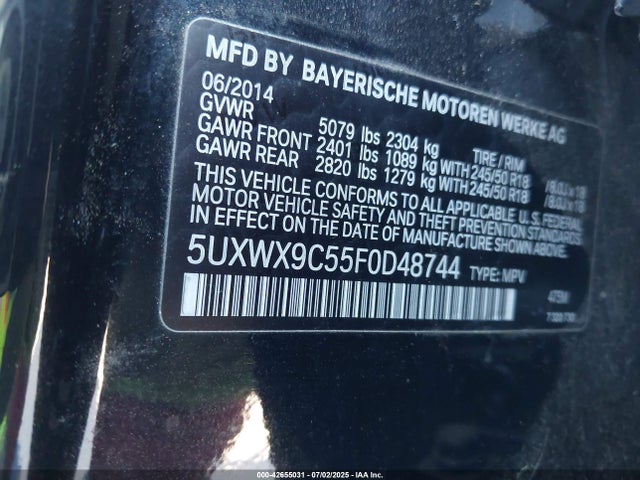 5UXWX9C55F0D48744 BMW X3