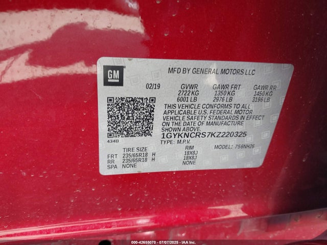 2019 CADILLAC XT5 1GYKNCRS7KZ220325 Photo 8