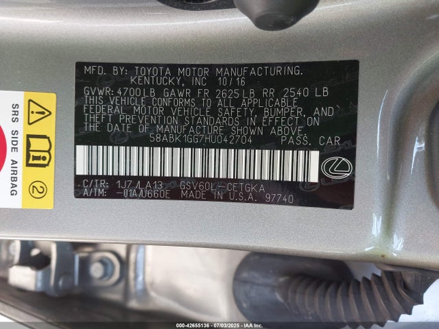 58ABK1GG7HU042704 Lexus 2gr-fe