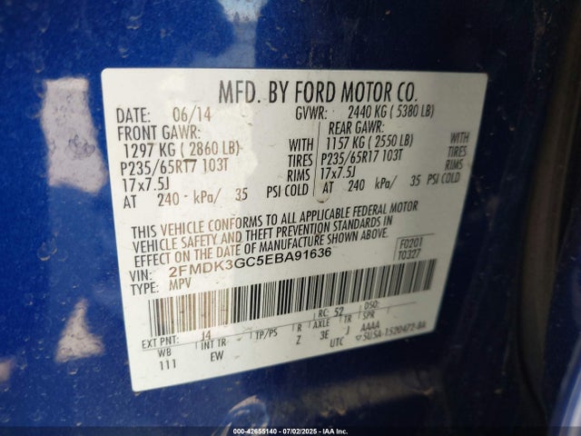 Ford Edge 2014 2FMDK3GC5EBA91636 Image 9